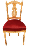 Silla de Harp con terciopelo burdeos y madera de oro