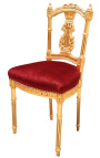 Καρέκλα άρπας με μπορντό βελούδο και χρυσό ξύλο