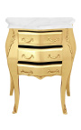 Nachttisch (Nachttisch) aus barockem Goldholz mit weißem Marmor