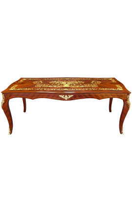 Duży stół jadalny w stylu Ludwika XV intarsja palisander