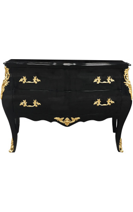 Baroque dresser of style Louis XV black and gold bronzes