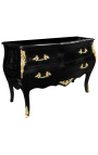 Baroque chest of drawers (commode) of style Louis XV black and gold bronzes