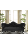 Baroque Sofa Napoléon III black velvet and black lacquered wood