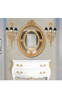 Komoda w stylu barokowym (komoda) w stylu Ludwika XV biała z 2 szufladami i złotymi brązami