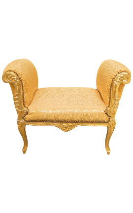 Barocke Bank Louis XV Goldsatin und Goldholz