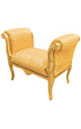 Barroco Louis XV banco de oro tela satén y madera de oro