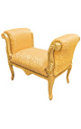 Μπαρόκ πάγκος Louis XV χρυσό σατέν ύφασμα και χρυσό ξύλο