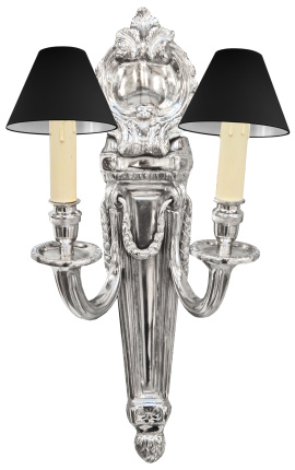 Grote wandlamp verzilverd brons Lodewijk XVI stijl 