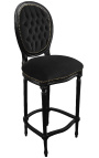 Silla Louis XVI Tela de terciopelo negro estilo y madera negra. - 10