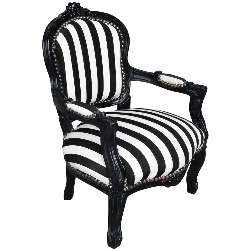 Baroque armchair for child striped black and white with ...
