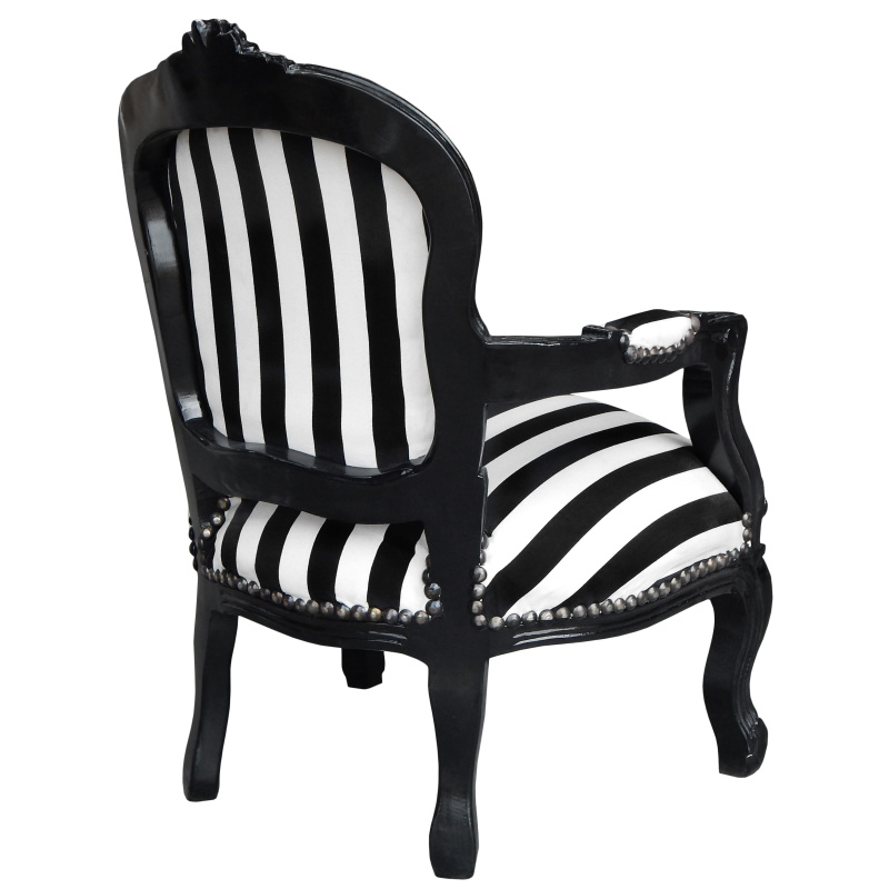 Baroque Armchair For Child Striped, White Arm Chairs