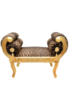 Leopardo de banco romano tela y madera de oro