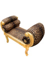 Roman bench leopard fabric and gold wood 