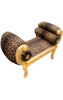 Roman bench leopard fabric and gold wood 