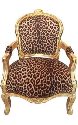 Sillón barroco para tela de leopardo infantil y madera de oro