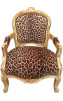 Fauteuil baroque enfant leopard et bois doré