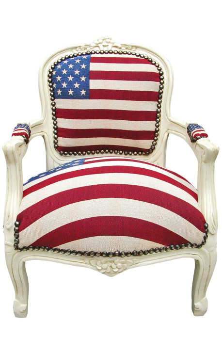 Sillón barroco para bandera americana infantil y madera beige