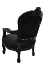 baroque armchair for child black velvet with black lacquered wood