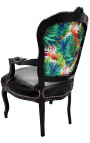 [Limited Edition] Барокко кресло Louis XV стиль фламинго и кожзаменителя, черного дерева