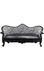 Barock Napoléon III Sofa Zebra und schwarze falsche Haut mit schwarzem Holz