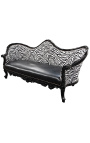 Barock Napoléon III Sofa Zebra und schwarze falsche Haut mit schwarzem Holz