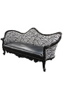 Barok Napoléon III sofa zebra en zwart valse huid met zwart hout