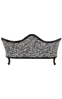 Barok Napoléon III sofa zebra en zwart valse huid met zwart hout