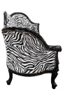 Baroque Napoléon III sofa zebra and black false skin with black wood