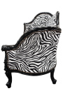 Barock Napoléon III Sofa Zebra und schwarze falsche Haut mit schwarzem Holz