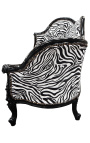 Baroque Napoléon III sofa zebra and black false skin with black wood