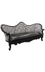 Barock Napoléon III Sofa Zebra und schwarze falsche Haut mit schwarzem Holz