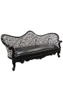 Barroco Napoléon III sofá cebra y piel falsa negra con madera negra