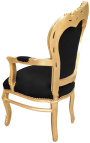 fauteuil Barok Rococo-stijl zwart fluweel en goud hout