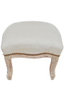 Footrest Louis XV tela de terciopelo beige estilo y madera patinada beige