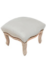 Footrest Louis XV tela de terciopelo beige estilo y madera patinada beige