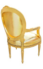 Barocksessel Louis XVI Stil Medaillon Gold-Kunstleder und Goldholz - 20