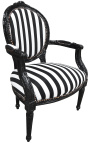 Кресло Louis XVI стиле черно-белые полосатые и черного дерева