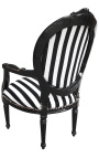 Fotoliu baroc Louis XVI alb-negru dungat și negru - 16