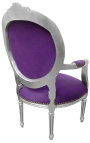 Барокко кресло Louis XVI стиль фиолетовый бархат и посеребренный древесины