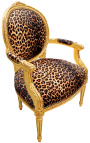 Barokke fauteuil Lodewijk XVI-stijl luipaard en verguld hout