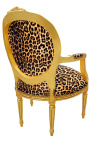 Barokke fauteuil Lodewijk XVI-stijl luipaard en verguld hout