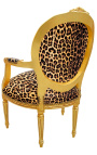 Sillón barroco Leopardo estilo Luis XVI y madera dorada