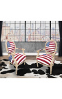 Sessel im Barockstil im Louis XVI-Stil mit amerikanischer Flagge und beigem Holz