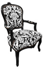 Стиль барокко кресло Louis XV с белым цветочным ткани и черного дерева
