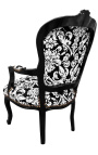 Poltrone barocco di Louis XV stile con tessuto floreale bianco e legno nero - 6
