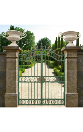 Puerta para castillo, puertas de hierro forjado barroco con dos hojas