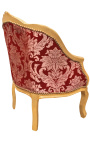 Bergere-stol Louis XV stil röd "Gobelins" satin tyg och guld trä - 20