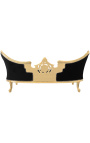 Barroco Napoleón III medallón sofá negro terciopelo tela y madera de oro