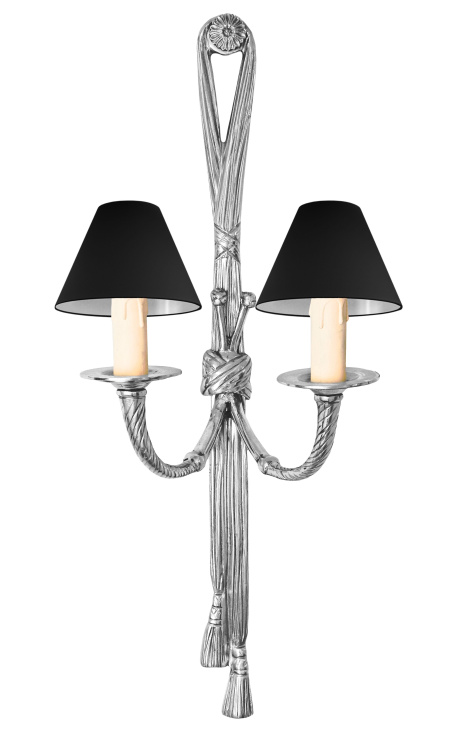 Grote wandlamp zilver brons Lodewijk XVI stijl met linten