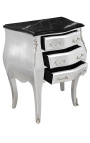 Nightstand (Bedside) baroque wooden silver with black marble